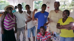 Picture of Haitian workers toward the end of the day.
